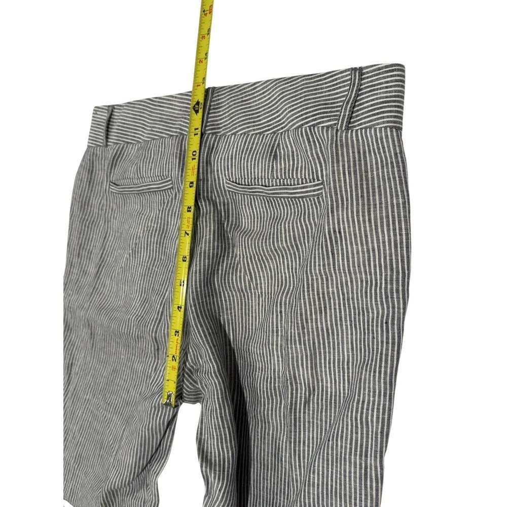 Banana Republic Trouser No. 718 Martin Fit Pants Women Size 8L Blue White Linen